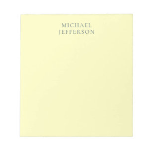 Bloc-note Jaune Très Pâle Minimaliste Moderne Simple Nom