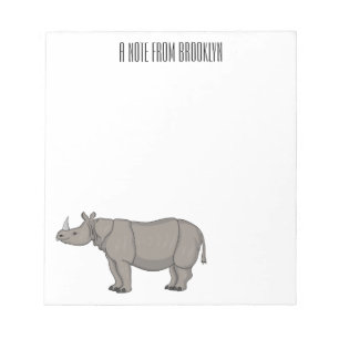 Bloc-note Javan rhinoceros cartoon illustration