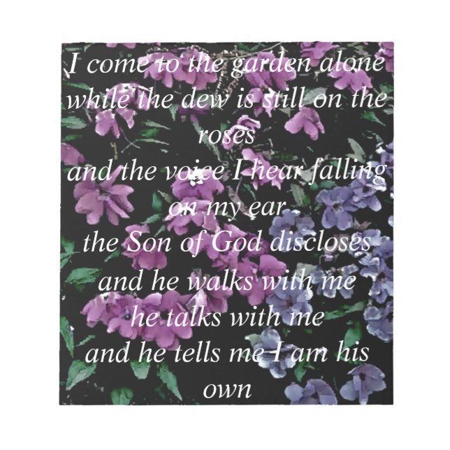 Bloc-note Je viens au jardin fleuri seul (Devant)