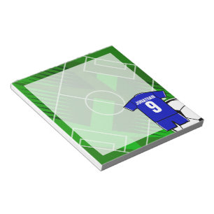 Bloc-note Jersey bleu de football personnalisé avec blanc