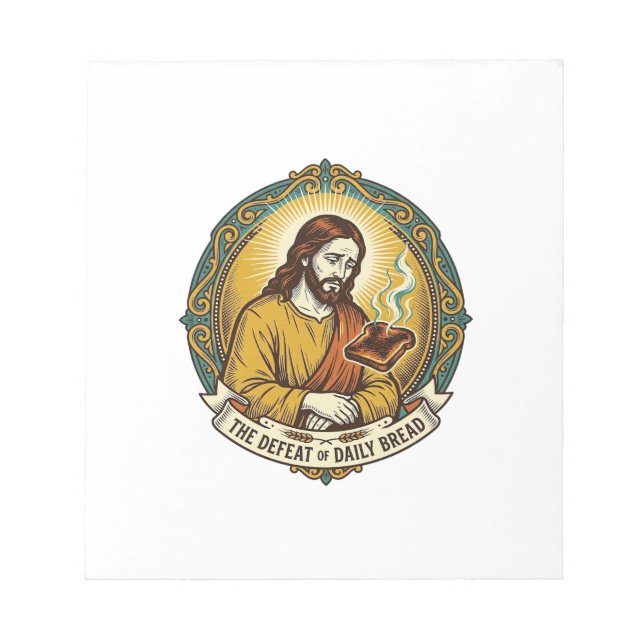 Bloc-note Jésus vaincu fumant du pain grillé brûlé petit-déj (Devant)