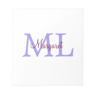 Bloc-note jeté simple minimal ajouter nom monogramme rose ro