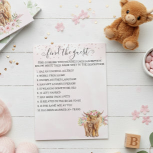 Bloc-note Jeu Baby Shower Vache Highland rose Trouvez l'invi