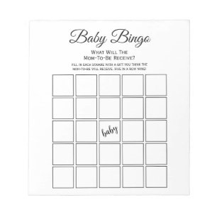 Bloc-note Jeu de Bingo pour Baby Shower Universel pour Bébé
