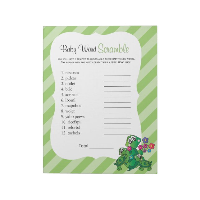 Bloc-note Jeu de mots de Baby shower de Tortue mûre (Tourné)