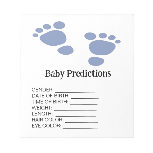 Bloc-note Jeu de prédictions du Baby shower de l'empreinte b (Devant)