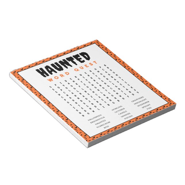 Bloc-note Jeu de recherche de mots Halloween | Jeux de mots  (Incliné)