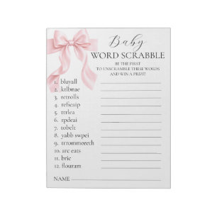 Bloc-note Jeu de Scrabble de mots pour Baby Shower Fille Arc