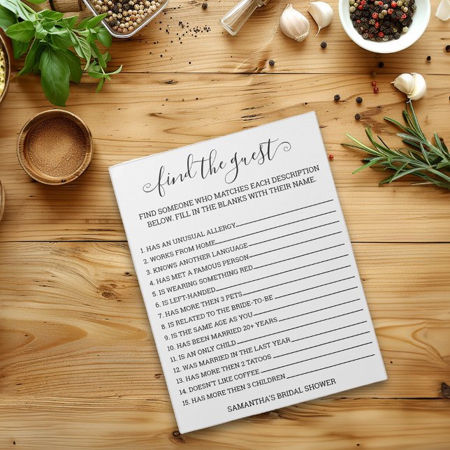 Bloc-note Jeux de recherche des invités à la fête de douche  (Créateur téléchargé)