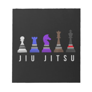 Bloc-note jiu jitsu training chess, gift bjj with text.