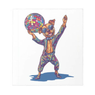 Bloc-note Joie de Disco Dog � Pup de fête drôle des années 7
