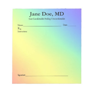Bloc-note Joke prescription rainbow pad - 5.5" x 6" Notepad