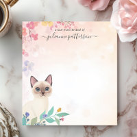 Joli Chat Siamois Floral Nom Personnalisé