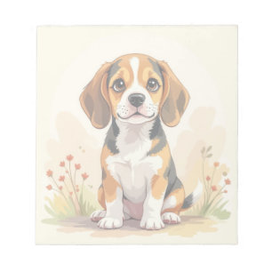 Bloc-note Joli chiot Beagle tricolore noir, fauve et blanc