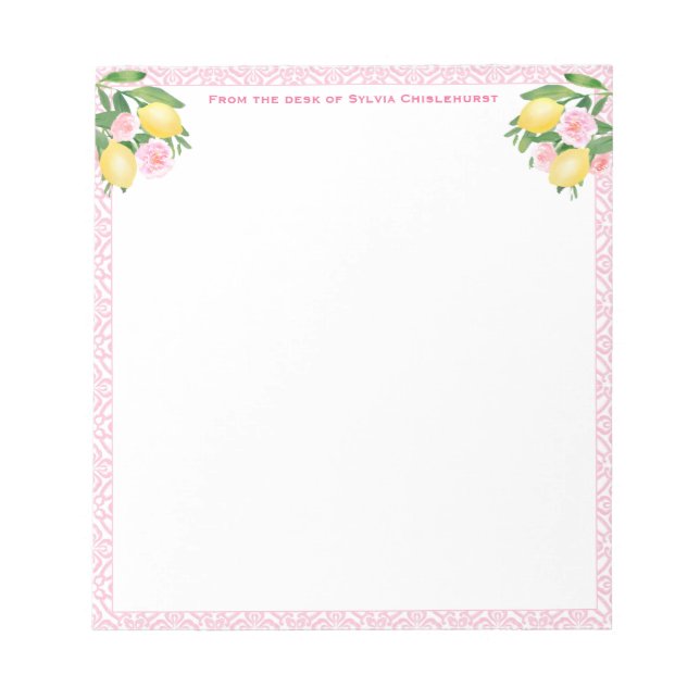 Bloc-note Joli citron Amalfi Rose | Du Bureau De (Devant)
