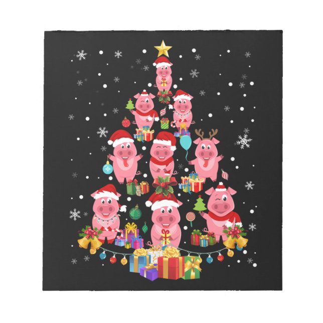 Bloc-note Joli Cochon Arbre de Noël Avec Ornement Noël Joyeu (Devant)