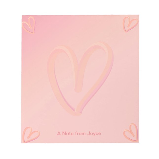 Bloc-note Joli Coeur rose Saint-Valentin (Devant)