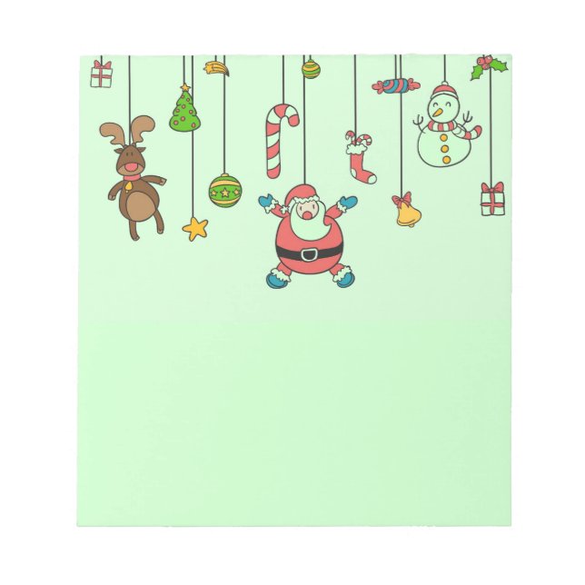 Bloc-note Joli dessin animé Père Noël et amis Noël (Devant)