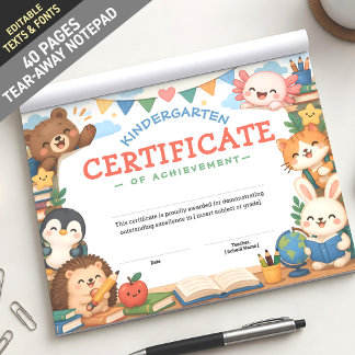 Bloc-note Joli diplôme personnalisé pour enfants de classe d