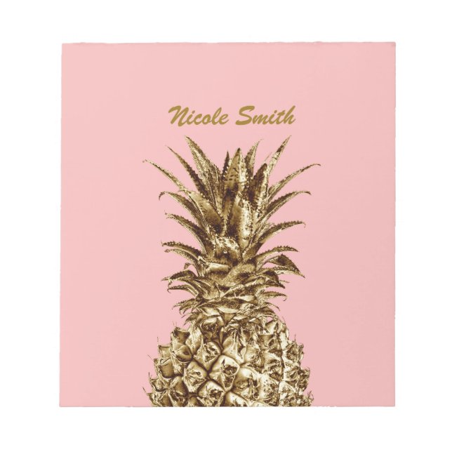 Bloc-note Joli élégant or girly & ananas rose pastel (Devant)