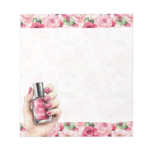 Bloc-note Joli en rose Roses Floral ongle main polonais