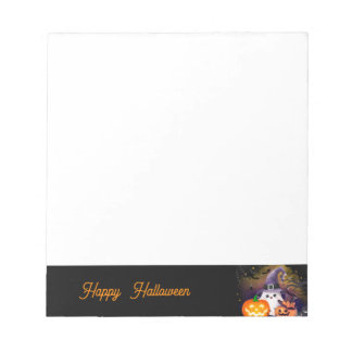 Bloc-note Joli fantôme d'Halloween avec chapeau de sorcière