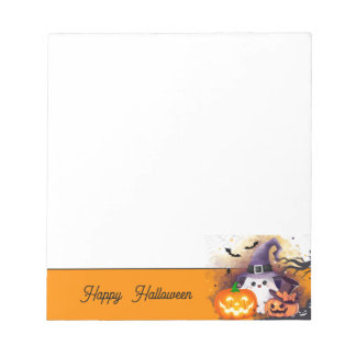 Bloc-note Joli fantôme d'Halloween avec chapeau de sorcière