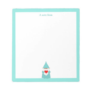 Bloc-note Joli gnome avec cadre turquoise simple