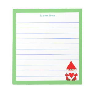 Bloc-note Joli gnome avec cadre vert bordé