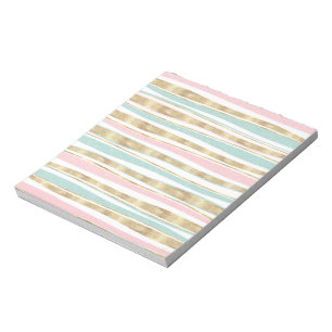 Bloc-note Joli Gold Stripes Doodles Rose Design