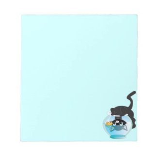 Bloc-note Joli Kitten de Dessin Animé, Poisson et bol