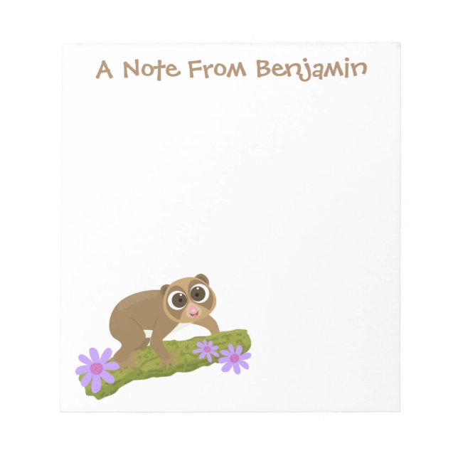 Bloc-note Joli lenteur loris sur dessin de branche (Devant)