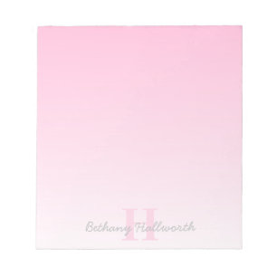 Bloc-note Joli monogramme rose personnalisable & écriture de