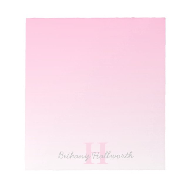 Bloc-note Joli Monogramme rose personnalisable et votre nom  (Devant)