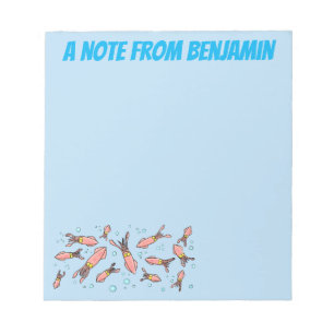 Bloc-note Joli motif caricature de calmar rose