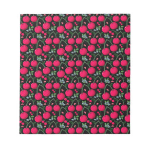 Bloc-note Joli motif cerise esthétique Couture rouge ceris