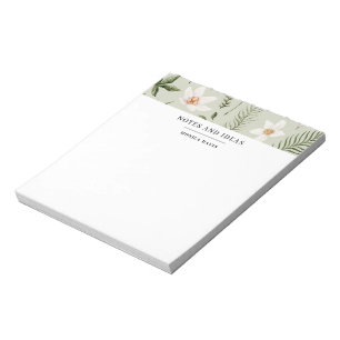 Bloc-note Joli motif floral aquarelle de verdure doré