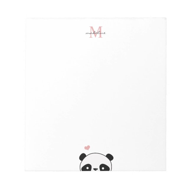 Bloc-note Joli Panda Blush Pink Monogramme Script (Devant)