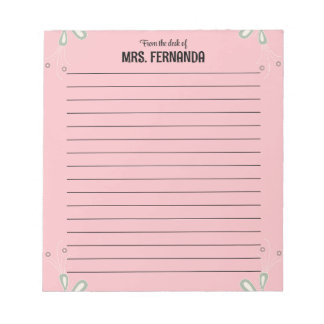 Bloc-note Joli Papier Ligné de Professeur Rose De Sur Le Bur