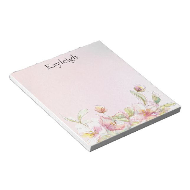 Bloc-note Joli rose rose floral (Incliné)