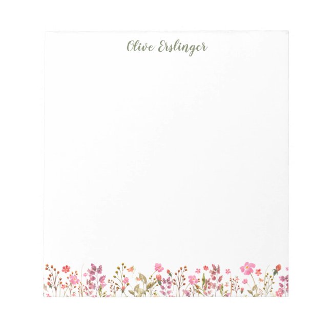 Bloc-note Jolie aquarelle Fleur sauvage frontière personnali (Devant)
