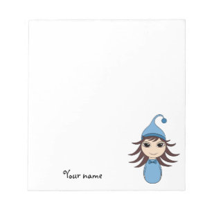 Bloc-note Jolie brunette pyjama fille chibi en bleu