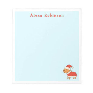 Bloc-note Jolie Capybara de Noël à Santa hat