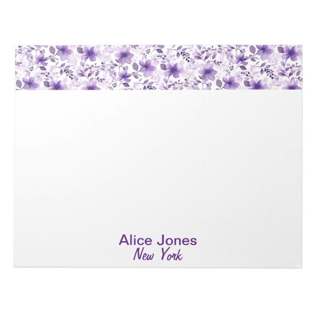 Bloc-note Jolie fleur d'aquarelle motif lavande (Devant)