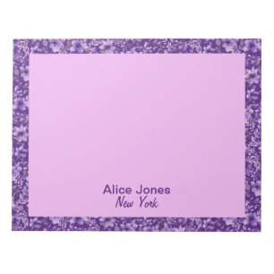 Bloc-note Jolie fleur d'aquarelle motif lavande violet