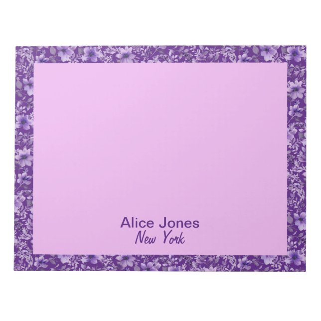 Bloc-note Jolie fleur d'aquarelle motif lavande violet (Devant)