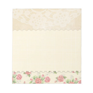 Bloc-note Jolie rose rose rose et beige dentelle