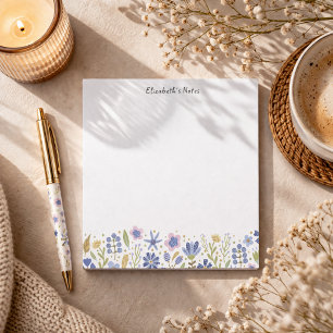 Bloc-note Jolies fleurs bleues fantaisistes de printemps et 
