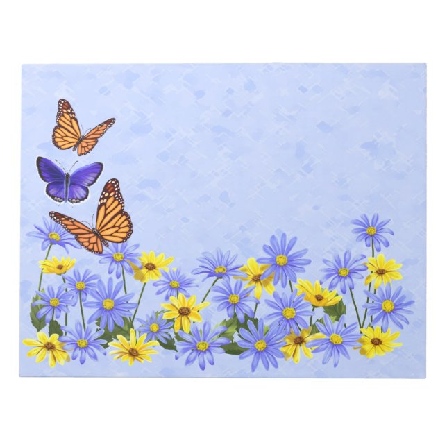 Bloc-note Jolies papillons et marguerites Jardin de printemp (Devant)