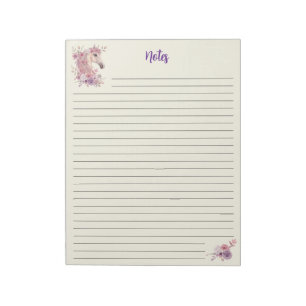 Bloc-note Jolies Poneys Fleurs au Pastel Cheval